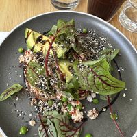 Avocado toast and a cold breww  at Exchange in Adelaide