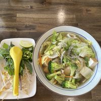 Pho, not pictured: chili sauce tray   at Sunflower in Austin