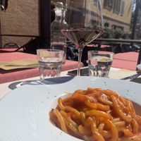 pici all’aglione e merlot  at Il Masgalano in Siena