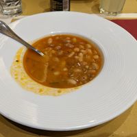 Tuscan bean soup .. came with bread (delicious) at Il Masgalano in Siena