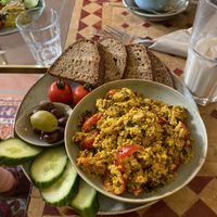 Scrambled tofu   at Cafe Lozzi in Munich