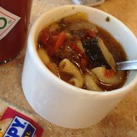 Macaroni soup. Nice and hot and very comforting. at Mean Greens in Denton