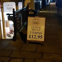 Offer and steps leading to entrance #Veganuary at Gussto Tapas Bar in Durham