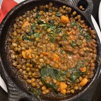 Ensalada de lentejas y espinaca (lentils, squash, spinach, pumpkin seeds)  at Gussto Tapas Bar in Durham