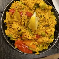 Paella de veduras (tapas paella, not from the paella section)   at Gussto Tapas Bar in Durham