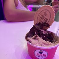 Chocolate and pistachio mix  at I Scream Gelato in Miami Beach
