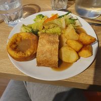 Nut roast, cashews only so suitable for peanut or hazelnut allergy sufferers. With a vegan Yorkshire pud!  at E3 Vegan in East London