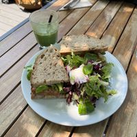 Sausage sandwich  at E3 Vegan in East London