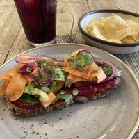 Vegana tostada + tinto de varano😄 at Mamúa in Madrid