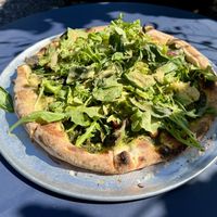 Vegan Pizza with Pesto   at Cafe Beaujolais in Mendocino