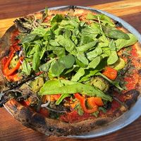 Vegan Pizza (Tomato Sauce variant) at Cafe Beaujolais in Mendocino