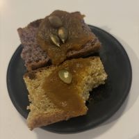 Complimentary bread with a pumpkin spreadd  at La Maria in Cuenca