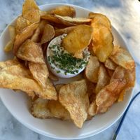 Sour cream and onion dip with potato chips!  at Wildseed  in Palo Alto