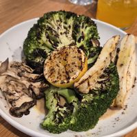 Grilled brocoli and Oyster mushroom at Wildseed  in Palo Alto