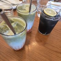 Matcha's with Charcoal lemonade at Wildseed  in Palo Alto