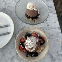 Warm chocolate cake and a berry cakee  at Wildseed  in Palo Alto