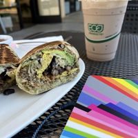 Chai latte and breakfast burrito   at Sabor A Vida Cafe & Deli in Vista