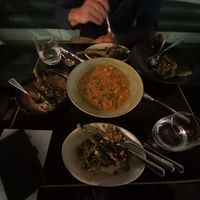 Main risotto with charred broccolini and a side salad -- all beautifully flavoured at Corella in Braddon