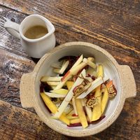 Fruit salad w an amazing wasabi pine nut mustard dressing   at Kkot Bape Pida - 꽃 밥에 피다 A Flower Blossom on the Rice in Seoul