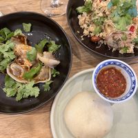 Veggie dumplings, tofu and pumpkin bun  at The Salopian Inn in Mclaren Vale