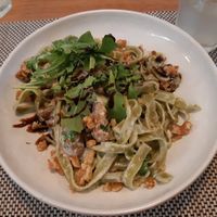 Spinach and mushroom tagliatelle at Terrassa in Amarante