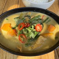 Vegan curry,  very delicious! It has a bit of spice to it, if spicy is not your thing, you might want to ask for a mild version!   at Muum Maam Barangaroo in Barangaroo