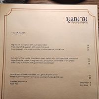 Vegan menu at Muum Maam Barangaroo in Barangaroo