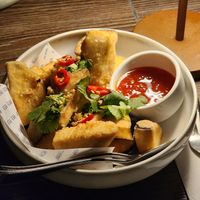 Fried silky tofu and eggplant with sweet chilli at Muum Maam Barangaroo in Barangaroo