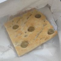 Olive focaccia at Pan di Zucchero Express in Alessandria