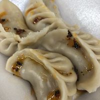 Tofu veg dumplings with chilli sauce  at Nen Bei Dumpling Tea Bar in Newcastle Upon Tyne