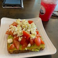 Vegetarian avocado toast with feta, tomatoes, salt &pepper, avocado and oil on a multi grain bread at Koupa Espresso Bar in Haddon Township