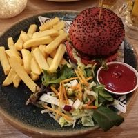 Delicious beet burger! at Eet & Drinkcafé De Herberg in Ameland