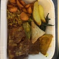 Lasagne, fennel, carrots, tofu scramble and green beans   at Alhambra in Milan