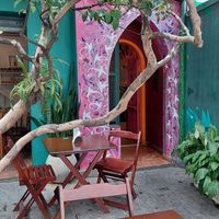 Cute outdoor seating area at Maha Mantra in Sao Paulo