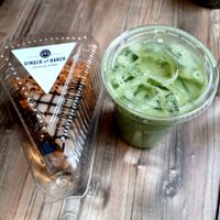 Peanut butter pie and lavender matcha at Ginger and Baker in Fort Collins