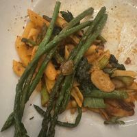 Asparagus side added to vegan pasta   at Romeo Cucina in Laguna Beach