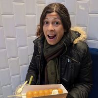 Amazing bubble waffle with nut cream! at NUTTEA in East London