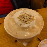 Regular nutty latte with nutty cream topping at NUTTEA in East London