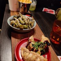 Dumplings and edamame beans at Pinchos in Oerebro