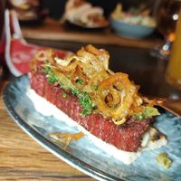 3d printed vegan meat sandwich (sooo good) at Pinchos in Oerebro