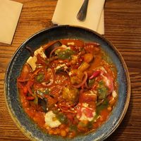 Aubergine, chickpea and tomato curry (the server let us know that the naan bread wasn’t vegan so it was replaced for the pita bread which was lovely too).  at Bear Inn in Cirencester