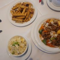 Salt and Pepper Chips, Fried Rice and Sweet and Sour Vegeterian 'Pork' at Garden Cantonese Restaurant - Maybe closed in Bangor
