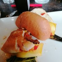 Uninspired burger minus salad and pickles. at The Bell in Broughton