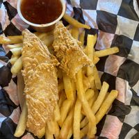 vegan happy hour (3-6 p.m.) tendie basket with thai sauce for $6.99  at Comet Chicken in Fort Collins