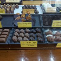 Vegan options: mint leaf, glace orange slice at The Chocolate Mill in Mount Franklin