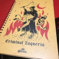 Menu   at Criminal Taqueria in Medellin