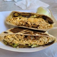 Mac and cheese jerk crunch wrap at Seasoned Green in Tampa