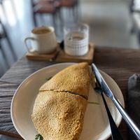 Chickpea omelete with veg cheesse  at Kasto in Canggu