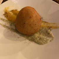 Pumpkin arancina with fennel and pumkin creamm  at Nova Food Pairing  in Palermo