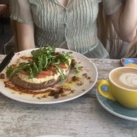 oat latte  at umami in Madrid